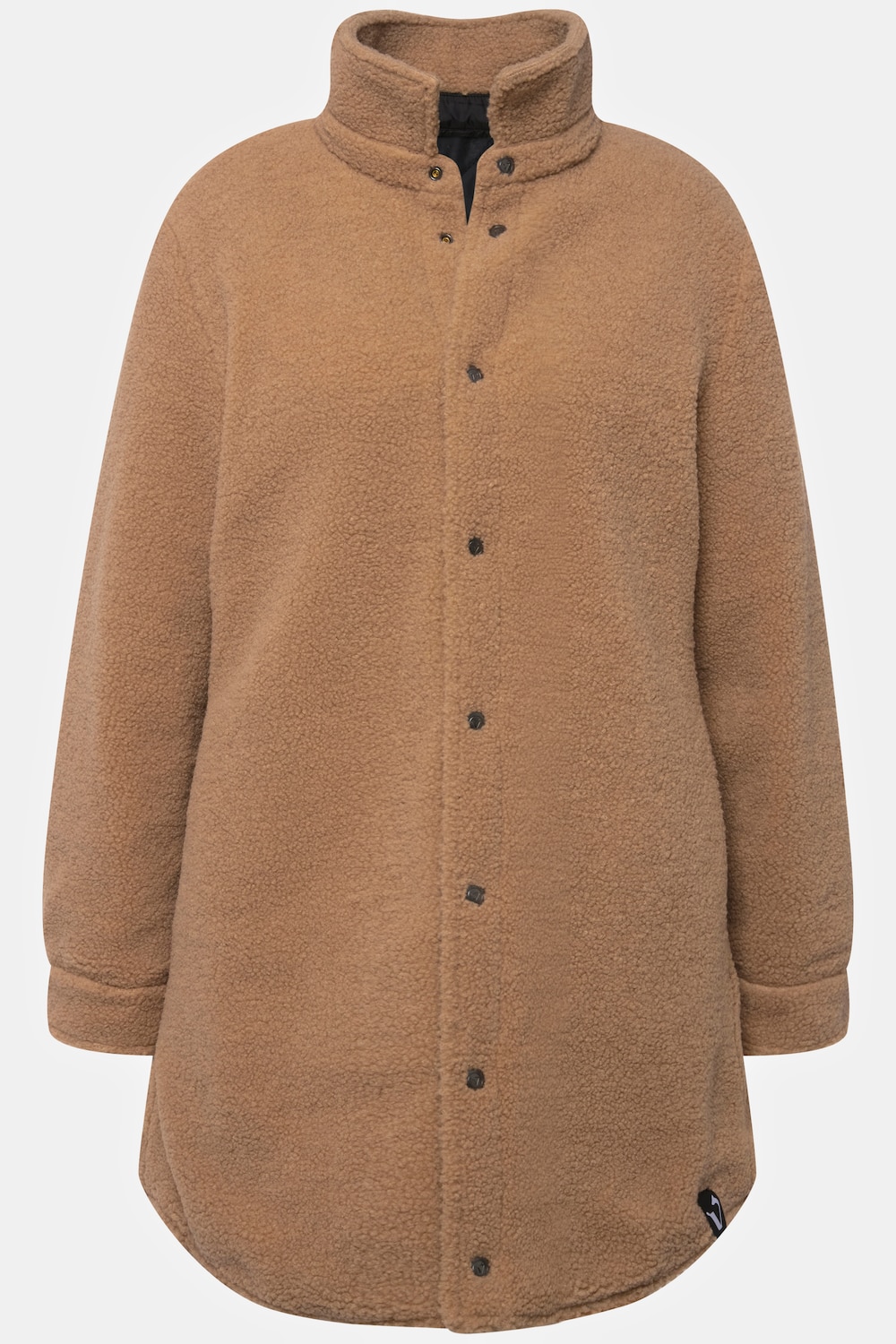 Stora storlekar Vändbar jacka av quiltat-/teddymaterial med krage och tryckknappar, Dam, svart, storlek: 42/44, Polyester/Syntetfibrer, Ulla Popken
