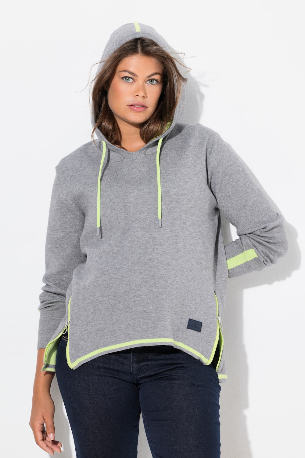 Große Größen Hoodie, Damen, grau, Größe: 3XL, Viskose/Synthetische Fasern/Polyester, LAURASON