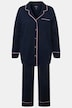 Pyjamas med färgade passpoaler, krage med slag och lång ärm