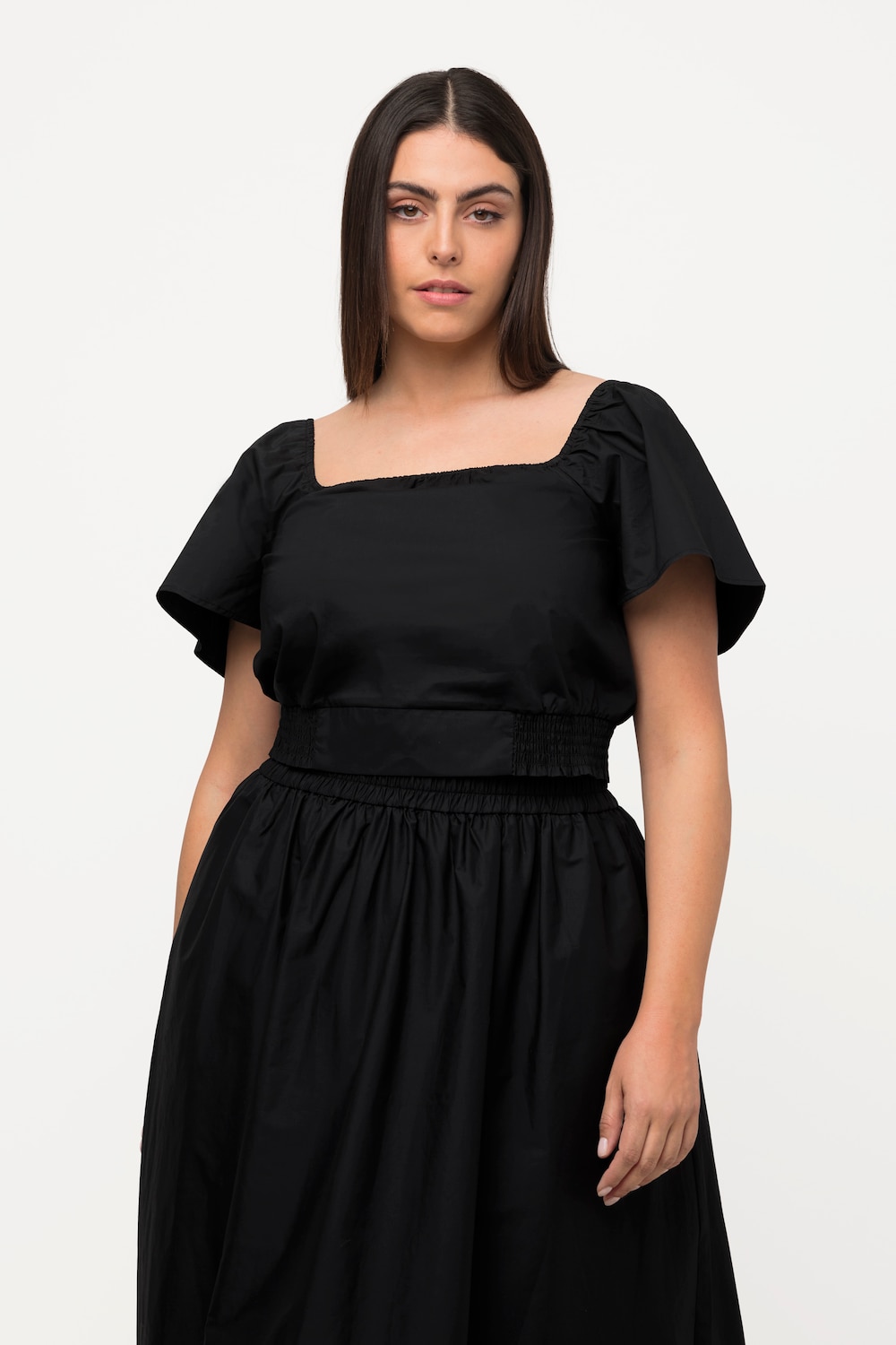 Große Größen Blusentop, Damen, schwarz, Größe: 42/44, Baumwolle, Ulla Popken