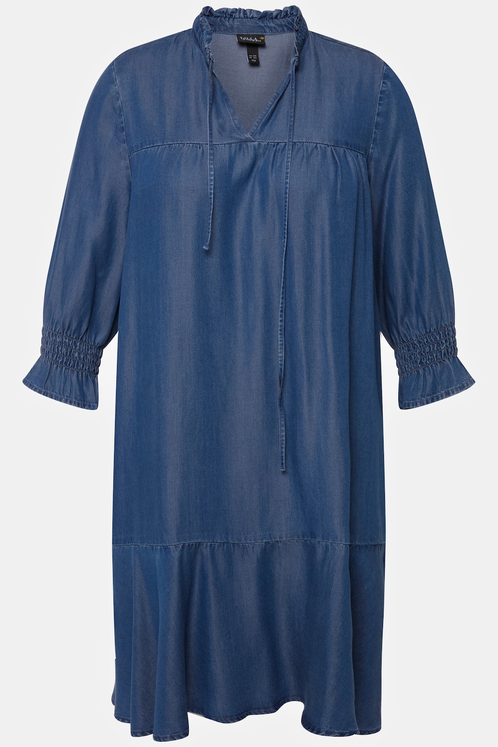 Stora storlekar Klänning i lyocell i jeanslook med tunikaringning och 3/4-ärm, Dam, blå, storlek: 46/48, Syntetfibrer, Ulla Popken