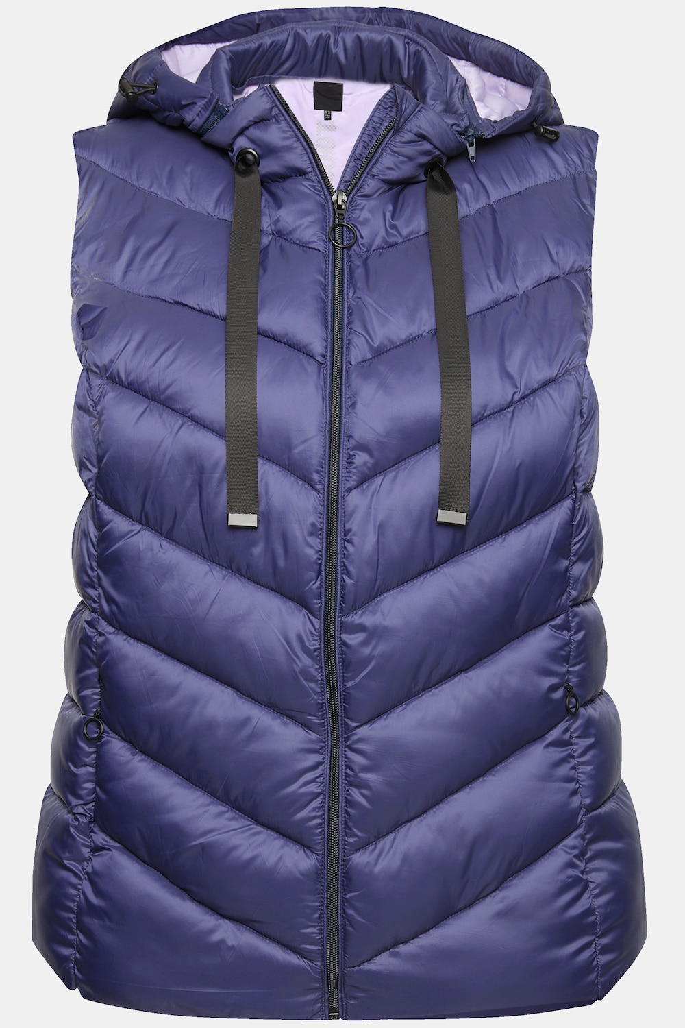 Stora storlekar HYPRAR Quiltad väst i vattenavvisande material med avtagbar huva, Dam, blå, storlek: 42/44, Polyester, Ulla Popken