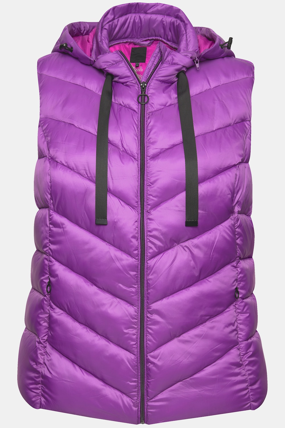 Stora storlekar HYPRAR Quiltad väst i vattenavvisande material med avtagbar huva, Dam, lila, storlek: 62/64, Polyester, Ulla Popken