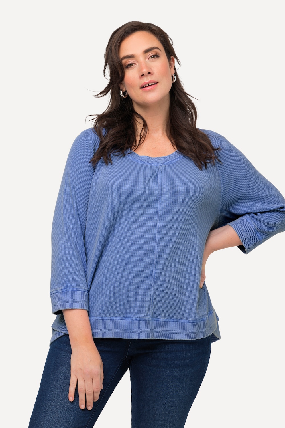 Grote Maten sweatshirt, Dames, blauw, Maat: 46/48, Katoen, Ulla Popken