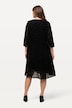 fluwelen midi-jurk, burnout-effect, ronde hals, driekwartsmouwen
