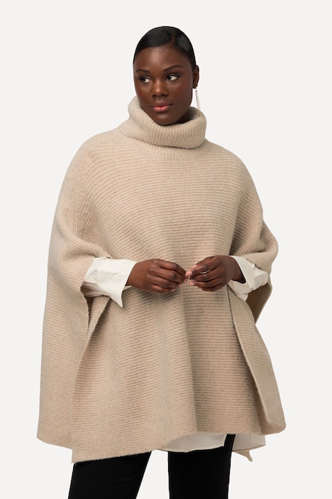 Oversized Knit Roll Neck Poncho | Ponchos | Sweaters