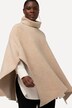 Strickponcho, Oversized, Rollkragen, Halbarm