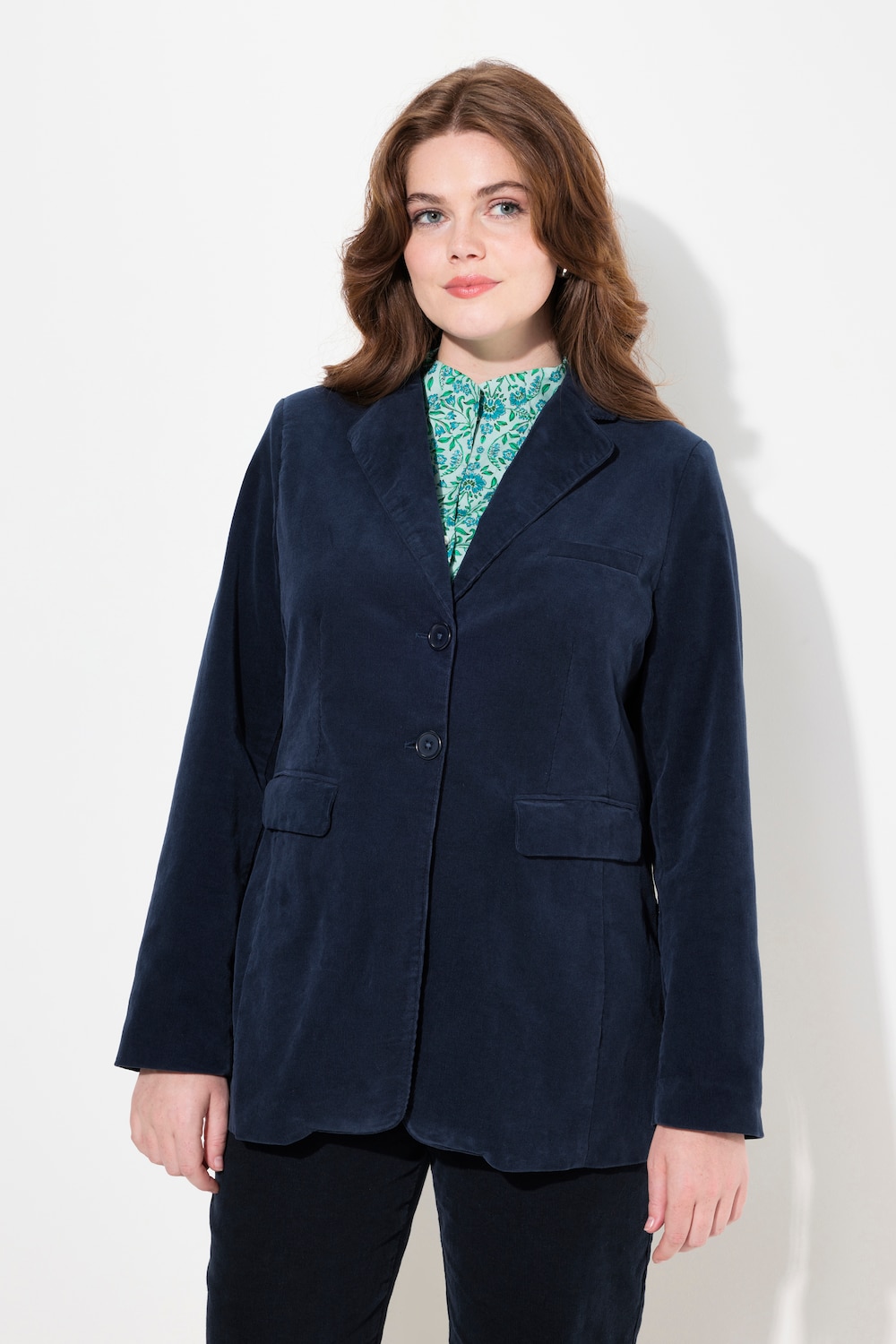 Große Größen Cord-Blazer, Damen, blau, Größe: 42, Baumwolle, Ulla Popken