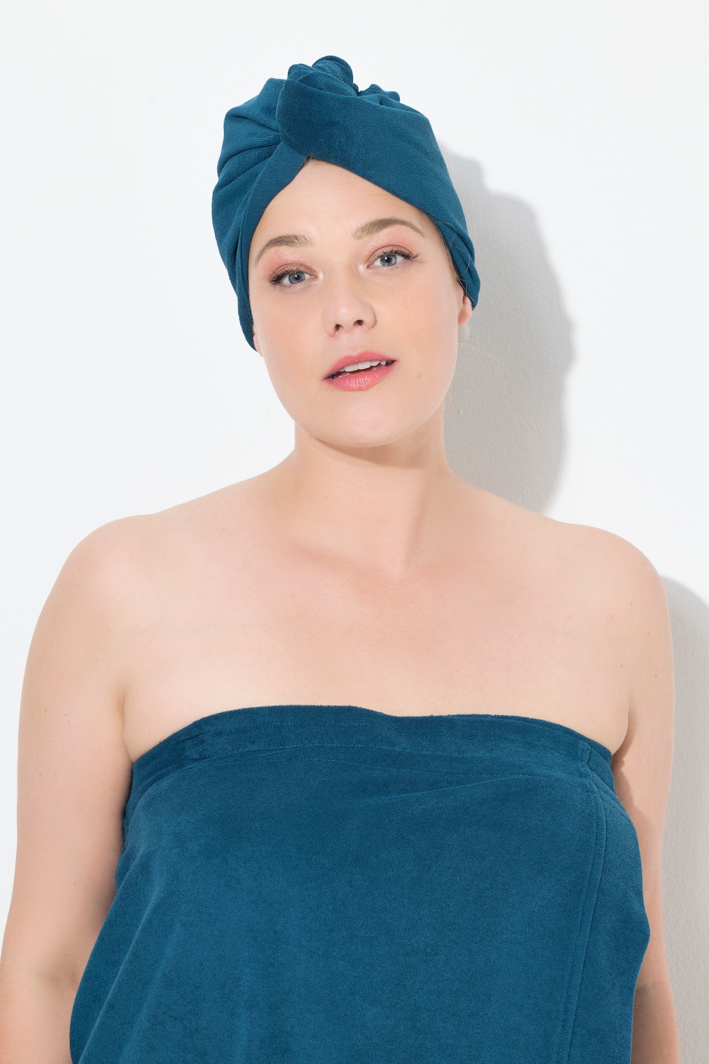 Große Größen Turban-Handtuch, Damen, türkis, Größe: One Size, Baumwolle/Polyester, Ulla Popken