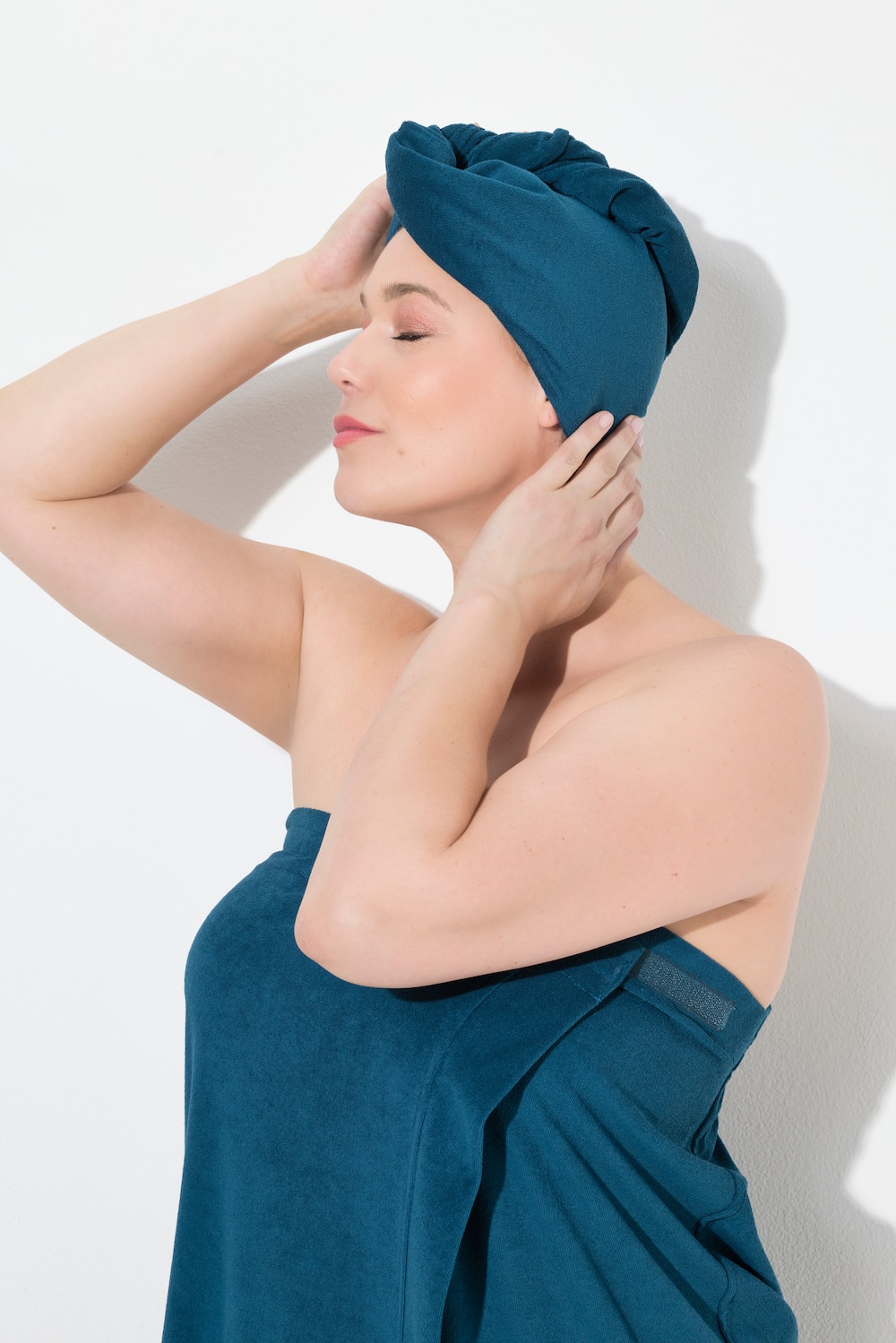 Große Größen Turban-Handtuch, Damen, türkis, Größe: One Size, Baumwolle/Polyester, Ulla Popken