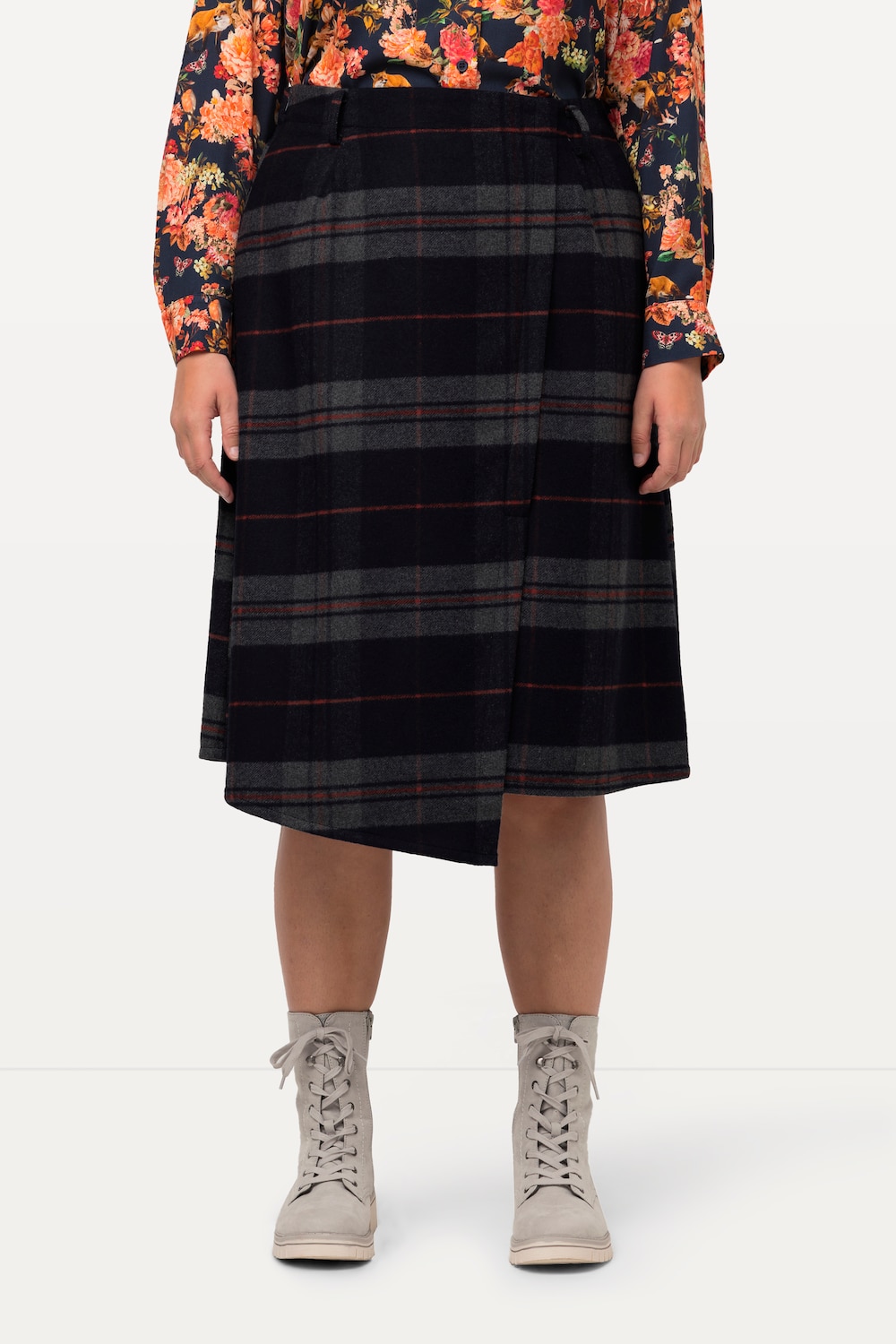 Große Größen Landhaus Kiltrock, Damen, weiß, Größe: 52, Polyester/Wolle, Ulla Popken