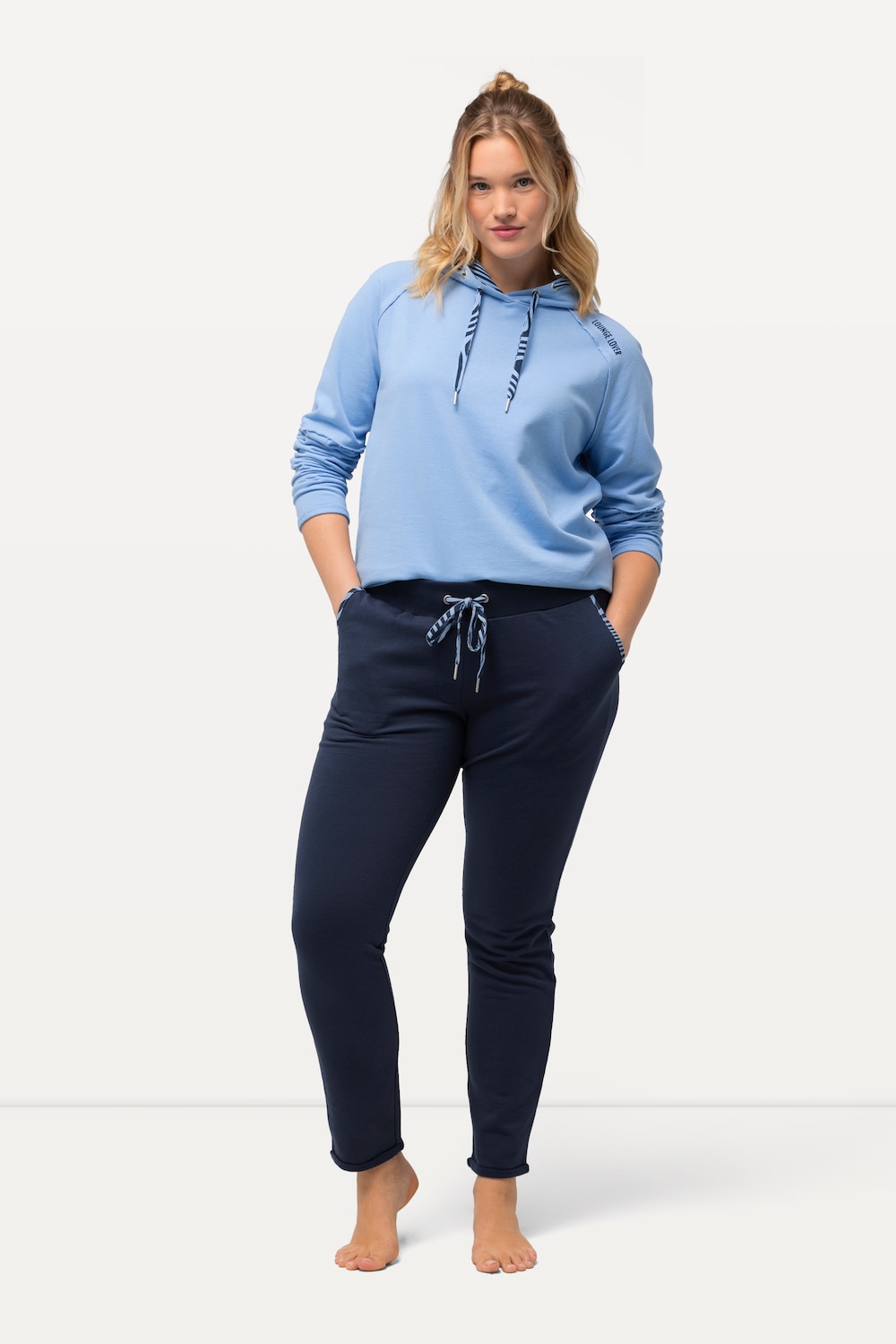 Grote Maten Loungewear broek, Dames, blauw, Maat: 50/52, Katoen/Polyester, Ulla Popken