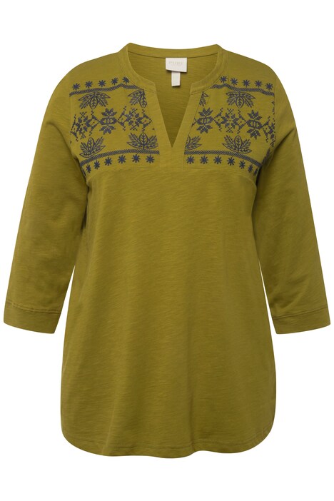 Tričko, A střih, tunikový výstřih, 3/4 rukávy, biobavlna