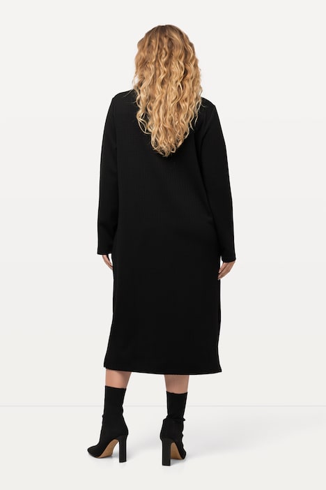 Textured Long Sleeve Turtleneck Sweatshirt Midi Dress | Midi Dresses ...