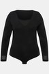 Body, sametové / síťované vsadky, výstřih do V, dlouhé rukávy