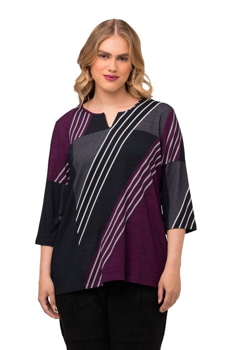 Tričko, pruhy, A střih, tunikový výstřih, 3/4 rukávy
