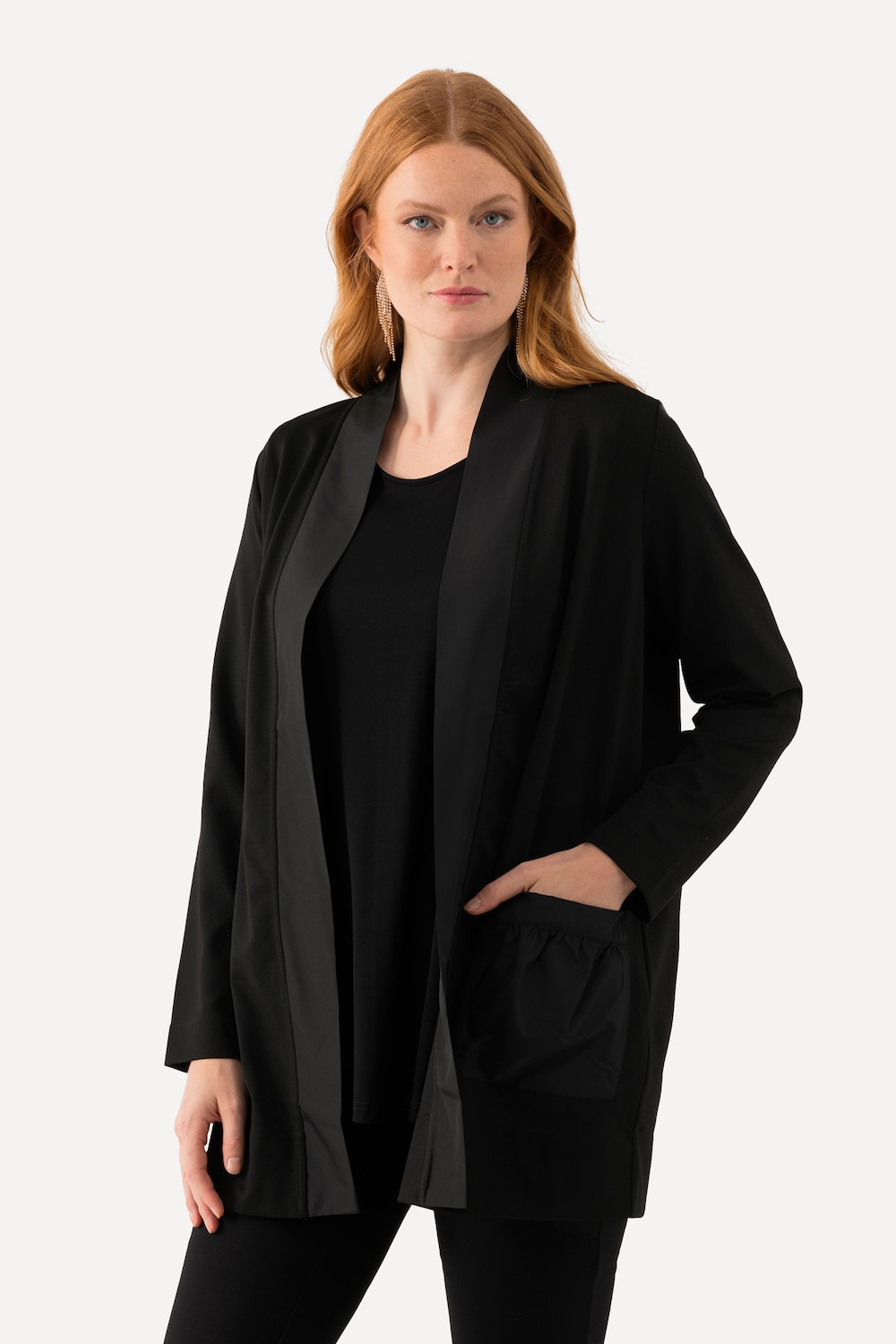 Grote Maten sweatblazer, Dames, zwart, Maat: 58/60, Polyester/Viscose, Ulla Popken