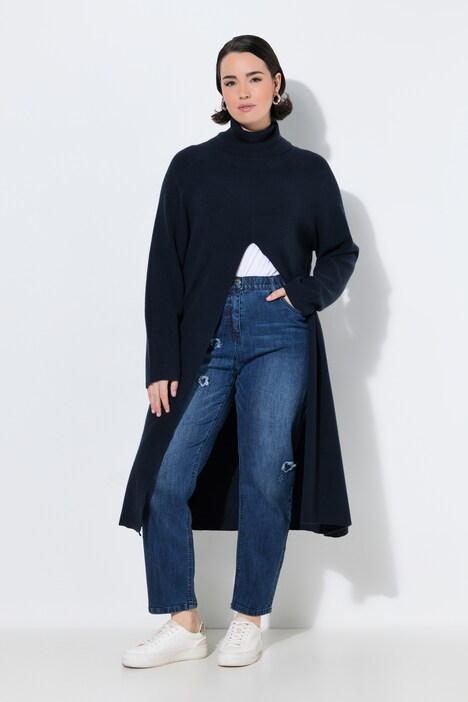 Long-Pullover, A-Linie, Stehkragen, Langarm