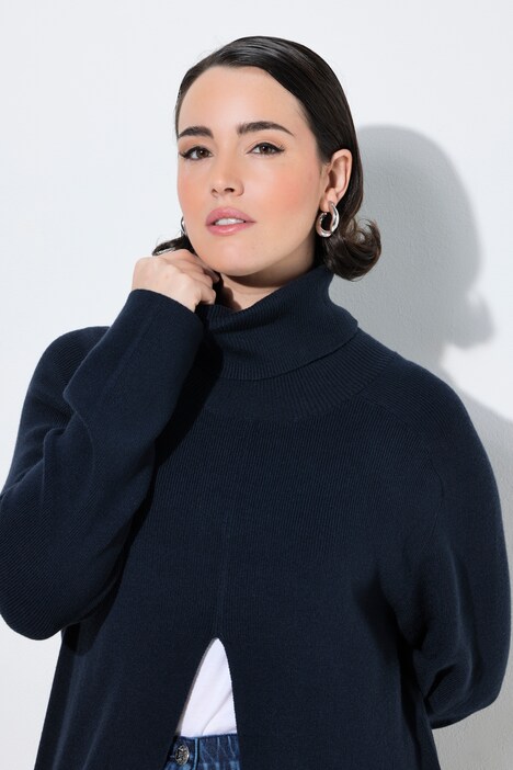 Long-Pullover, A-Linie, Stehkragen, Langarm