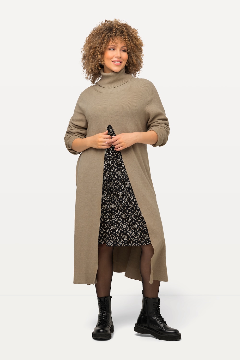 grandes tailles pull à manches longues, femmes, marron, taille: 64/66, viscose/polyester/fibres synthétiques, ulla popken