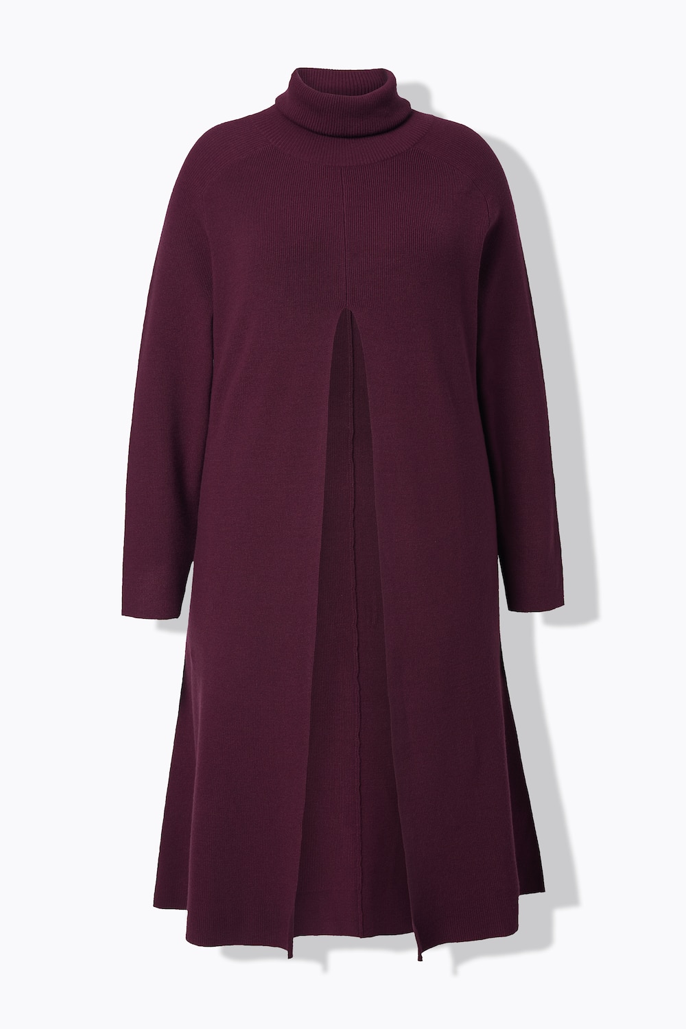 Stora storlekar Lång tröja i A-linjemodell med krage och lång ärm, Dam, lila, storlek: 58/60, Syntetfibrer/Polyester, Ulla Popken