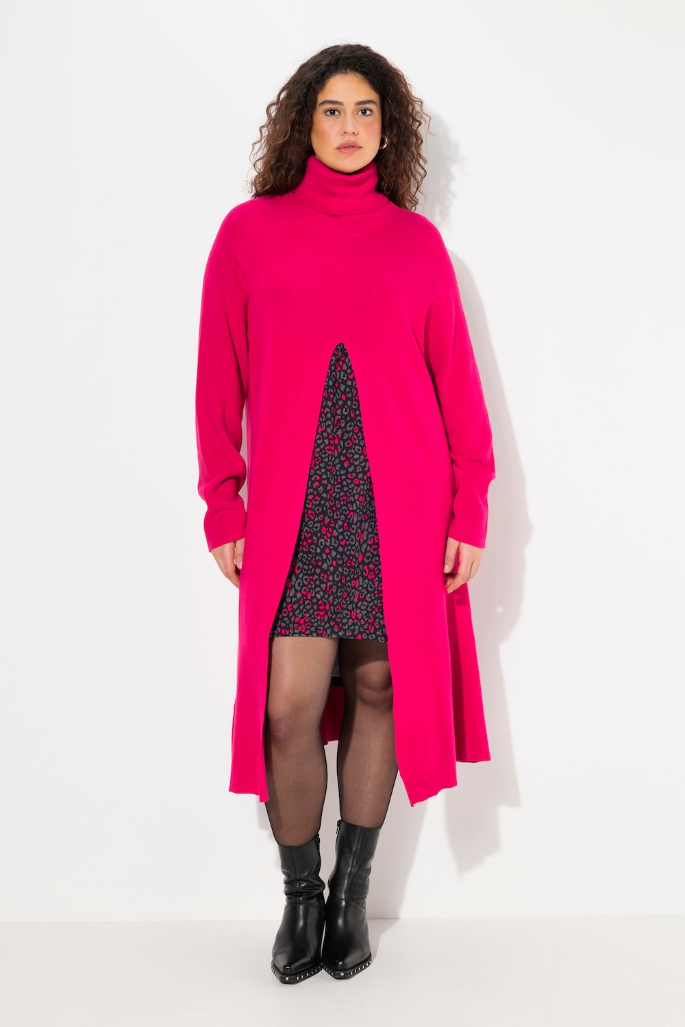 Große Größen Long-Pullover, Damen, rosa, Größe: 46/48, Viskose/Polyester/Synthetische Fasern, Ulla Popken