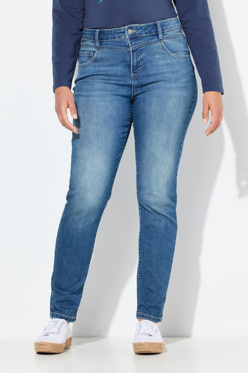 Große Größen High Waist Jeans, Damen, blau, Größe: 46, Baumwolle, LAURASON