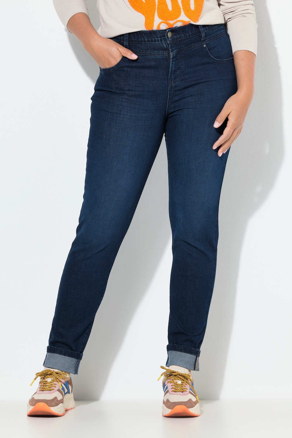 Große Größen High Waist Jeans, Damen, blau, Größe: 46, Baumwolle, LAURASON
