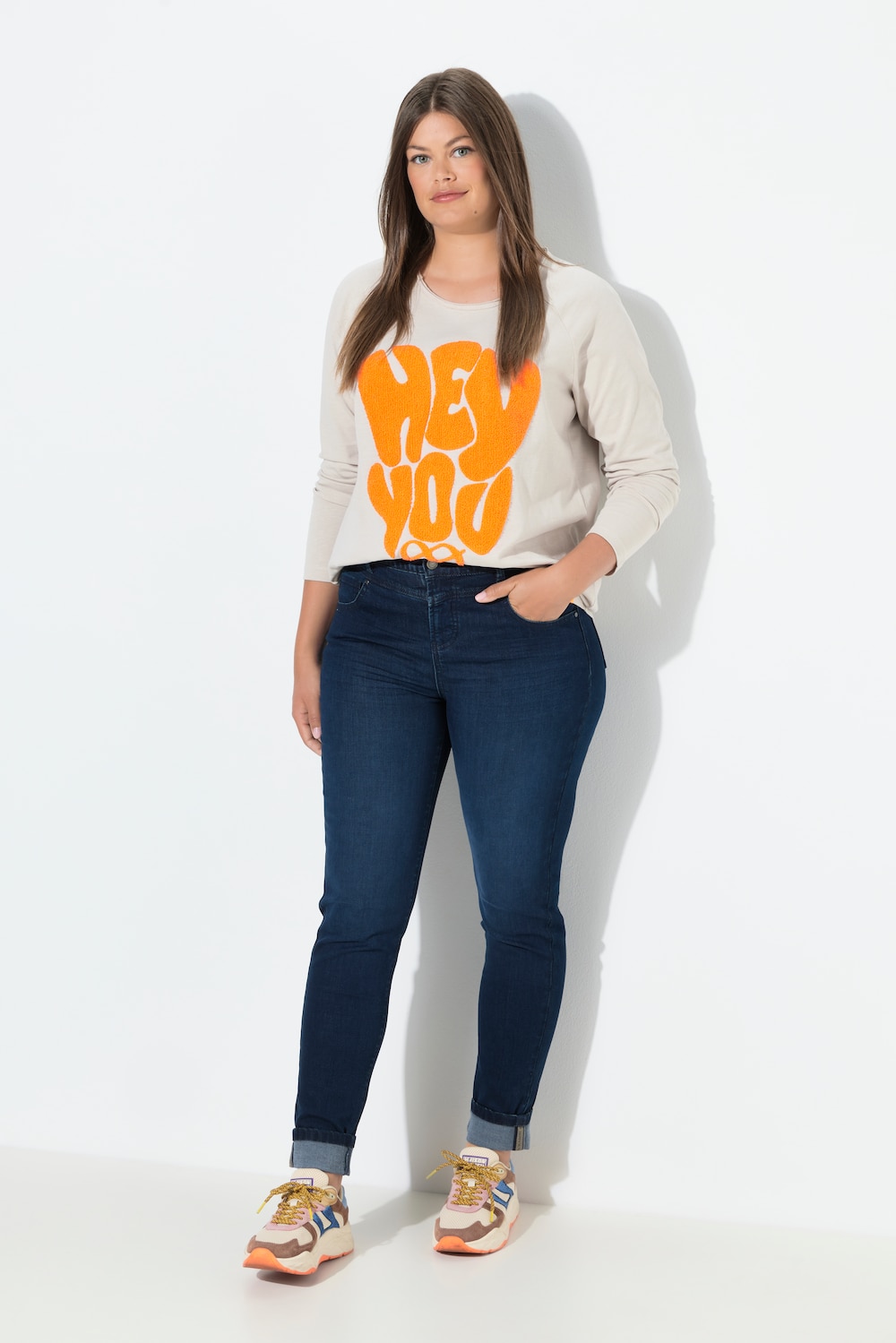 Jeans med høy midje, slim