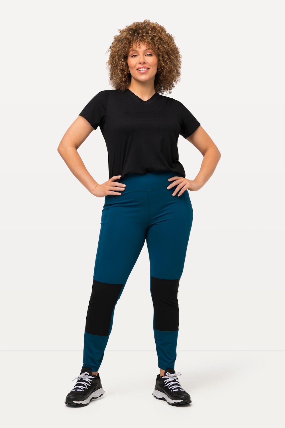 grandes tailles legging de randonnée à taille haute élastique, femmes, turquoise, taille: 44/46, polyester/fibres synthétiques, ulla popken