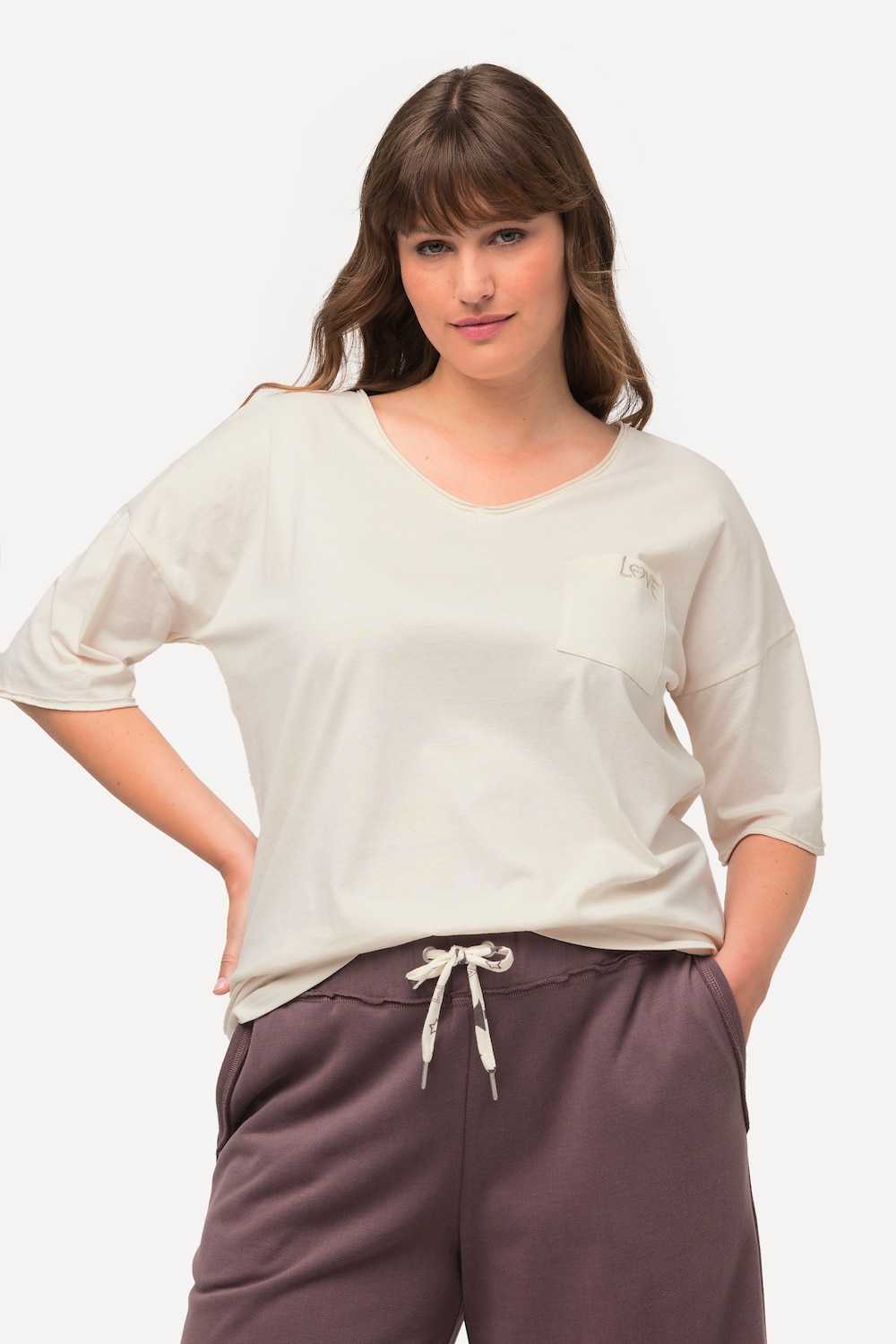 Große Größen Loungewear-Shirt, Damen, beige, Größe: 54/56, Baumwolle, Ulla Popken