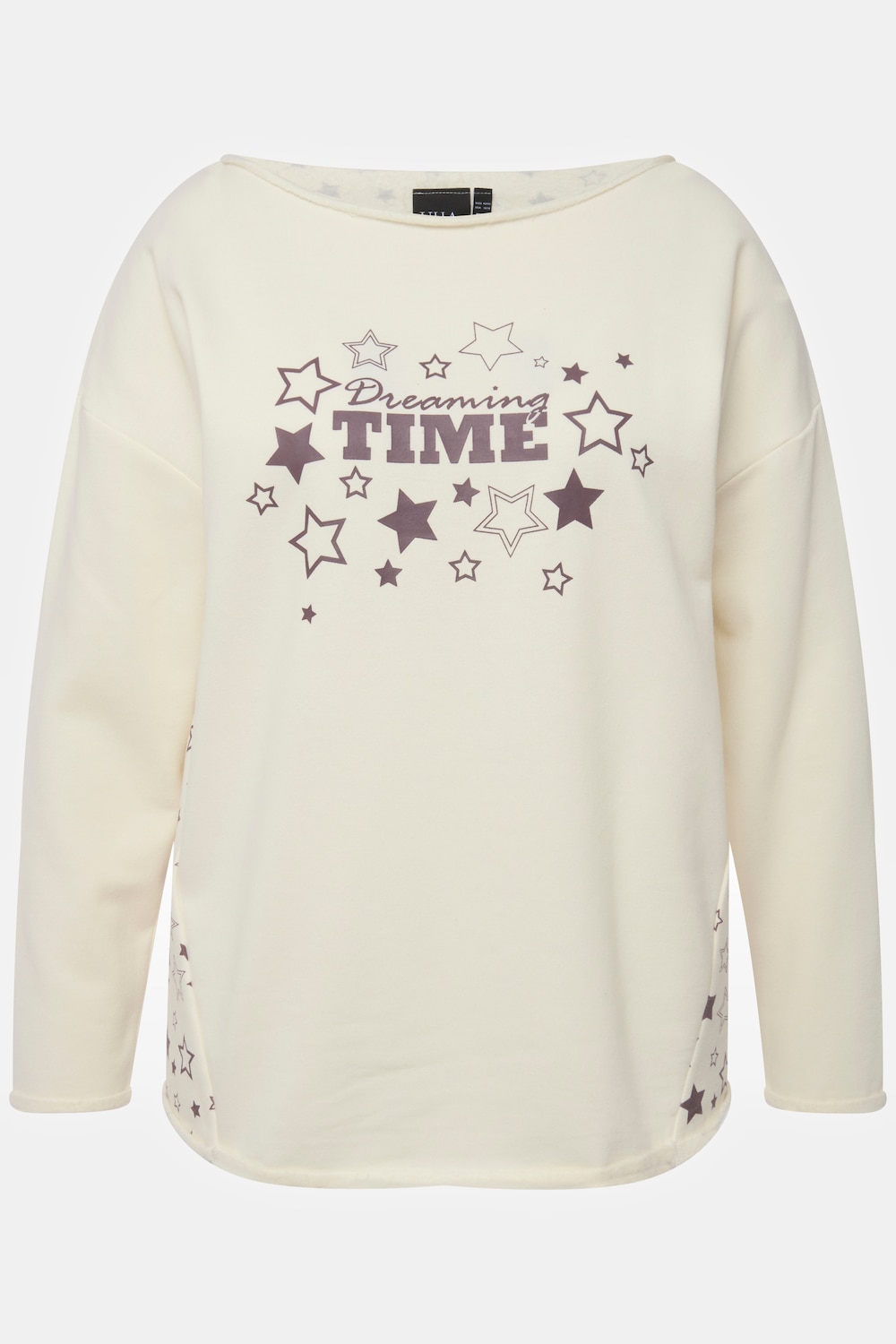 Stora storlekar Loungewear-tröja i oversize-modell med rund hals och lång ärm, Dam, beige, storlek: 54/56, Polyester/Bomull, Ulla Popken