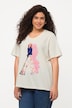 Camiseta, motivo de mujeres, sobredimensionada, cuello de pico, media manga