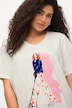 Camiseta, motivo de mujeres, sobredimensionada, cuello de pico, media manga