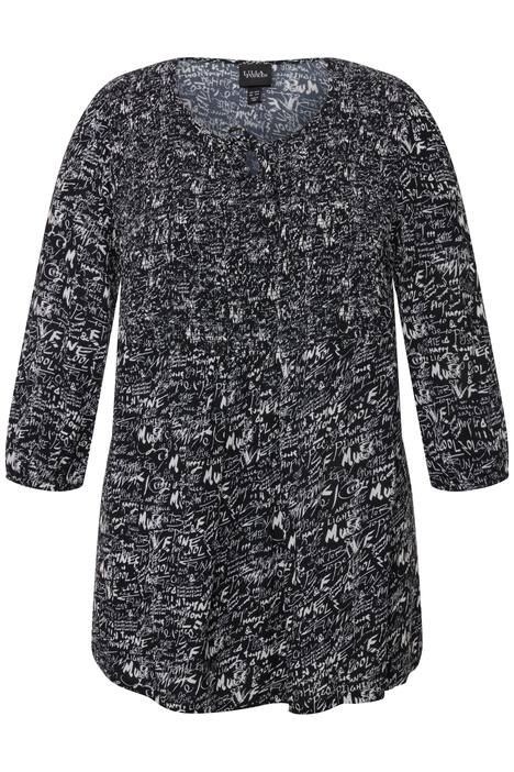 Mačkaná halenka, klikatý vzor, kulatý výstřih, 3/4 rukávy