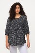 Smok-Bluse, Scribble-Druck, Rundhals, 3/4-Arm