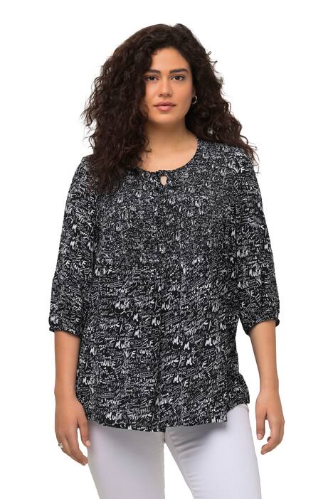 Mačkaná halenka, klikatý vzor, kulatý výstřih, 3/4 rukávy