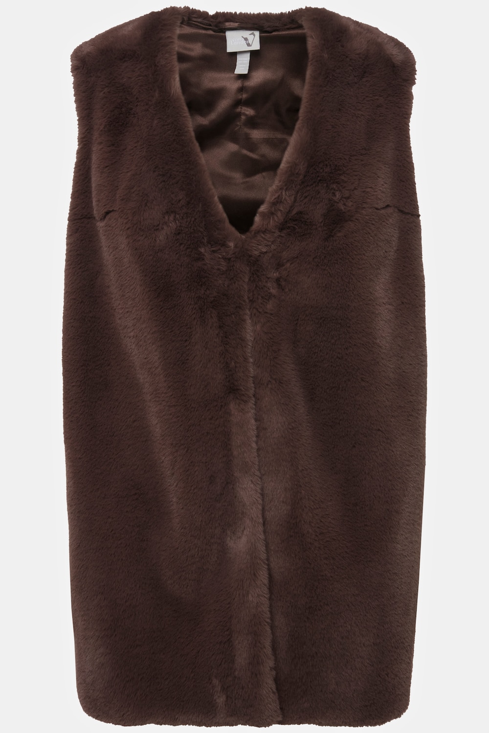 Stora storlekar Fuskpälsväst med v-ringning, Dam, brun, storlek: 46/48, Polyester, Ulla Popken