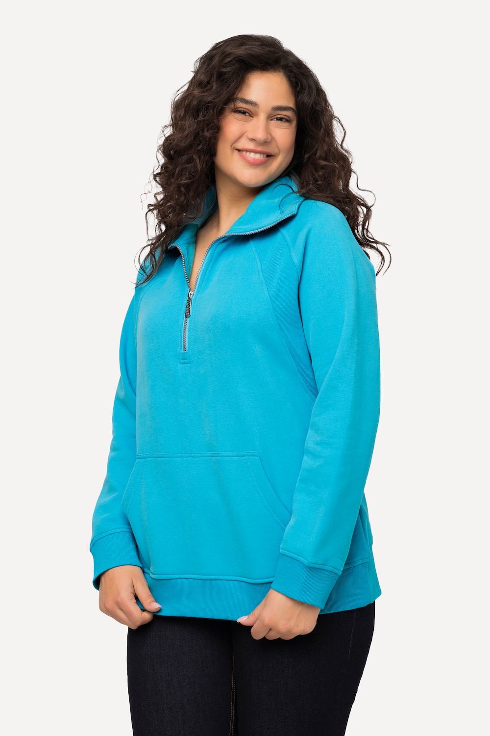 Grote Maten Sweatshirt, Dames, turquoise, Maat: 42/44, Katoen/Polyester, Ulla Popken