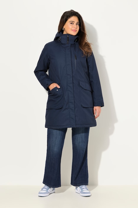 Parka outdoor HYPRAR imbottito con taglio svasato e cappuccio blu notte scuro Ulla Popken