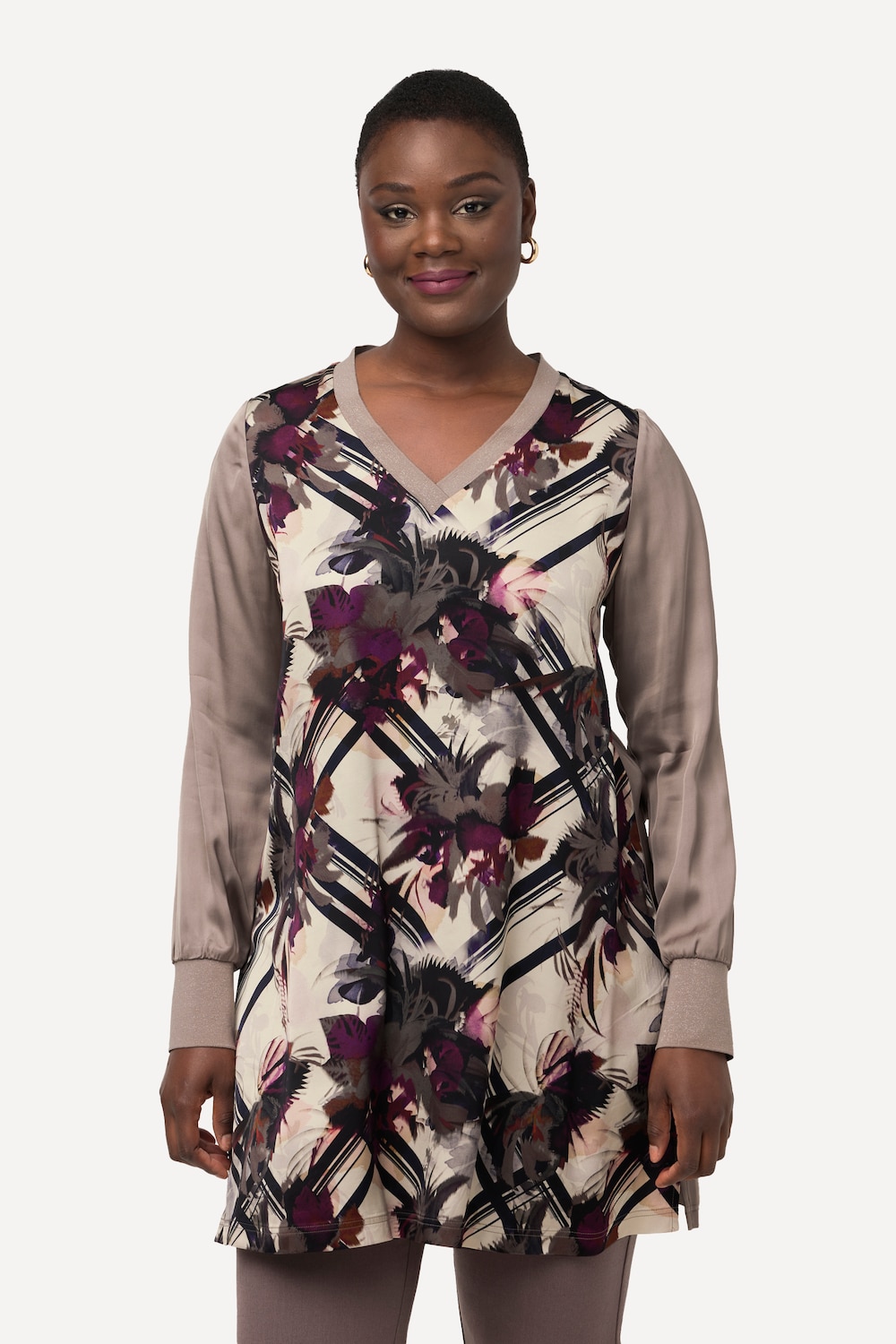 Große Größen Longtunika, Damen, braun, Größe: 50/52, Viskose, Ulla Popken