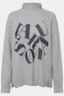Pullover, Wording Print, Wollanteil, Stehkragen, Langarm