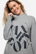 Pullover, Wording Print, Wollanteil, Stehkragen, Langarm