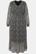 Maxikleid, A-Line, Totenkopf Print, V-Ausschnitt, Langarm
