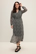 Maxikleid, A-Line, Totenkopf Print, V-Ausschnitt, Langarm