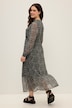Maxikleid, A-Line, Totenkopf Print, V-Ausschnitt, Langarm