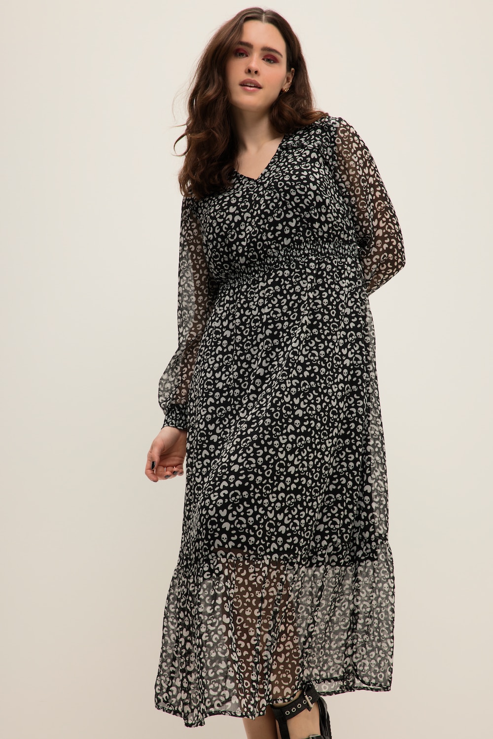 Grote Maten Maxi-jurk, Dames, zwart, Maat: 42/44, Polyester, Studio Untold