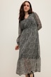 Maxikleid, A-Line, Totenkopf Print, V-Ausschnitt, Langarm