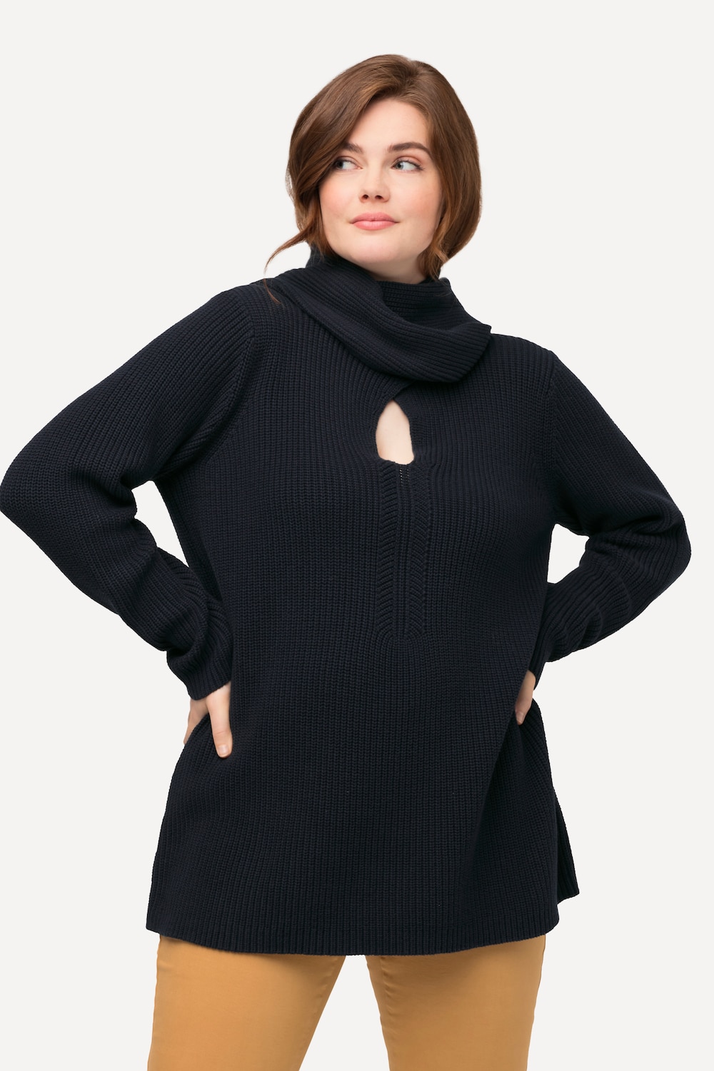 Grote Maten Pullover, Dames, blauw, Maat: 42/44, Katoen, Ulla Popken