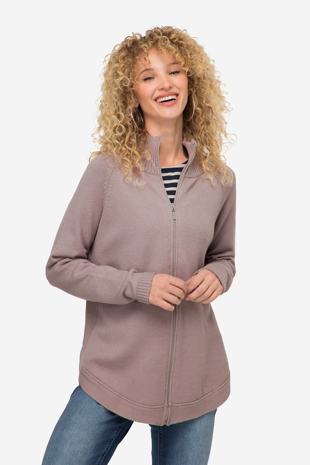 Große Größen Strickjacke, Damen, beige, Größe: M, Viskose/Synthetische Fasern/Polyester, LAURASON